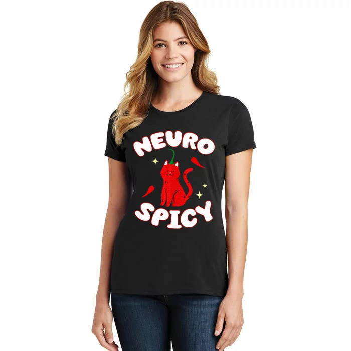 Neurospicy Funny Neurodivergent Adhd Asd Autism Cat Lover Women's T-Shirt