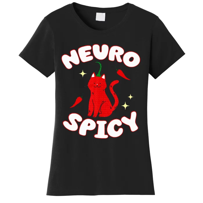 Neurospicy Funny Neurodivergent Adhd Asd Autism Cat Lover Women's T-Shirt