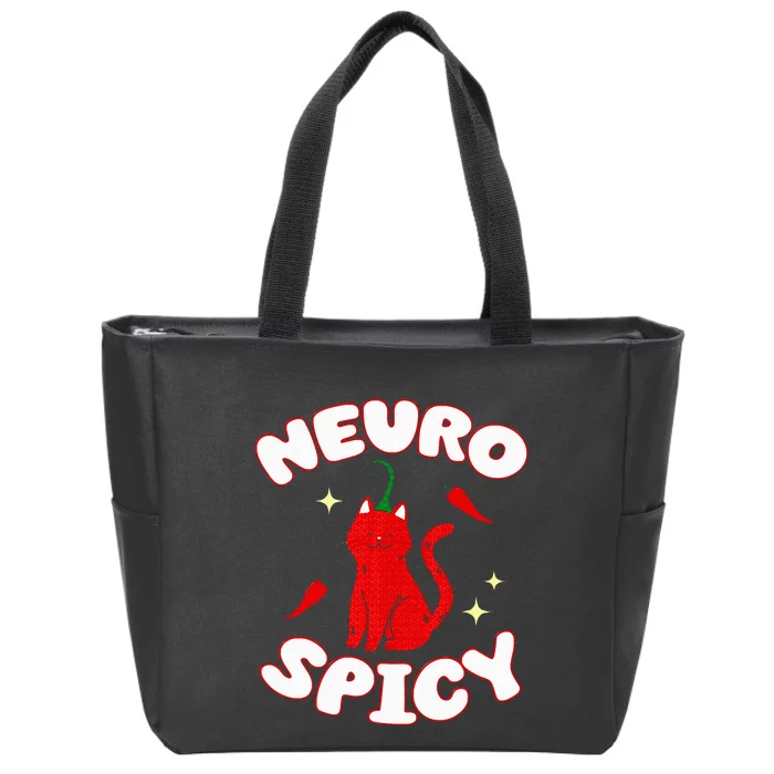 Neurospicy Funny Neurodivergent Adhd Asd Autism Cat Lover Zip Tote Bag