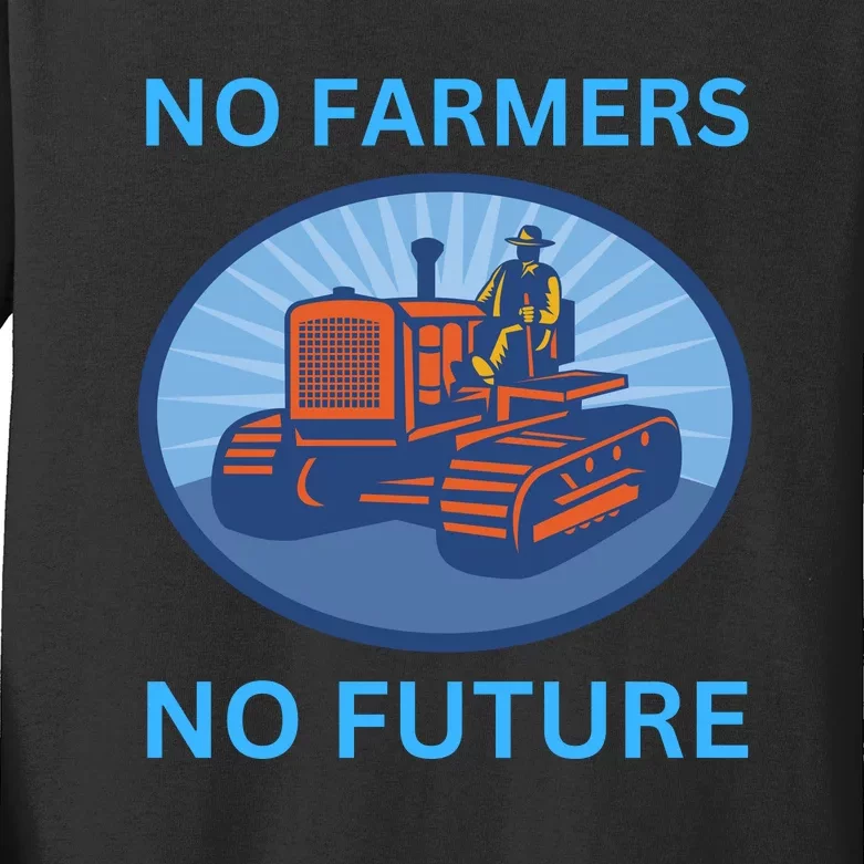 No Farmers No Future German Protest Kids Long Sleeve Shirt