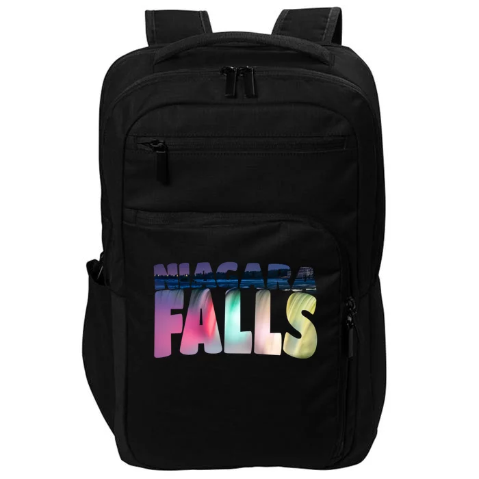 Niagara Falls Night Gift Canada Usa Typography Souvenir Impact Tech Backpack