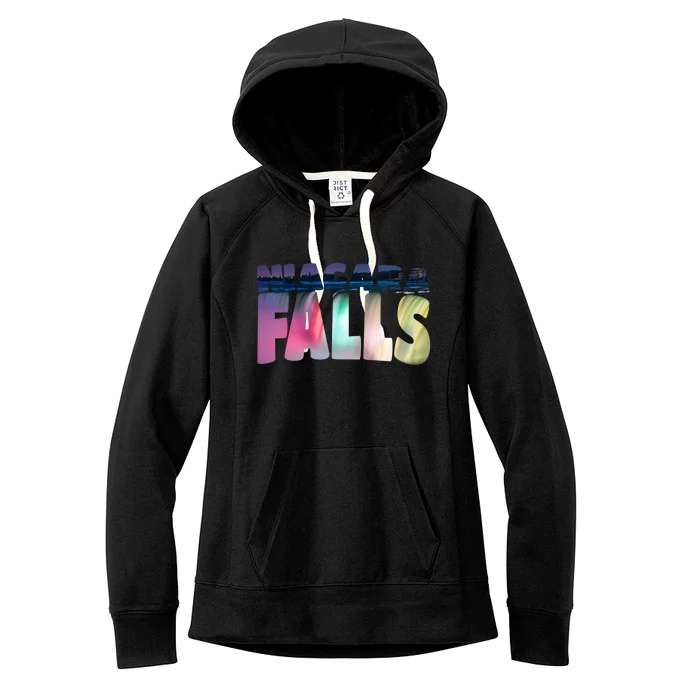 Niagara Falls Night Gift Canada Usa Typography Souvenir Women's Fleece Hoodie