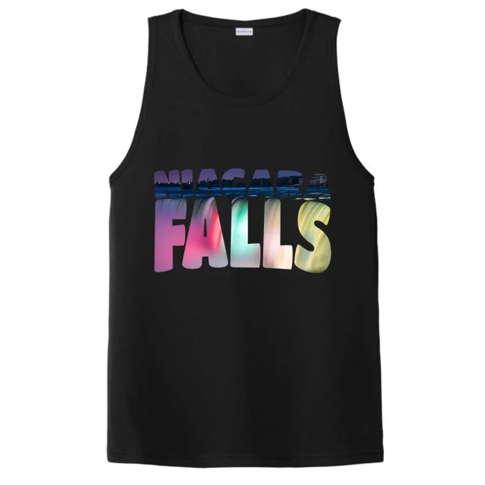 Niagara Falls Night Gift Canada Usa Typography Souvenir Performance Tank