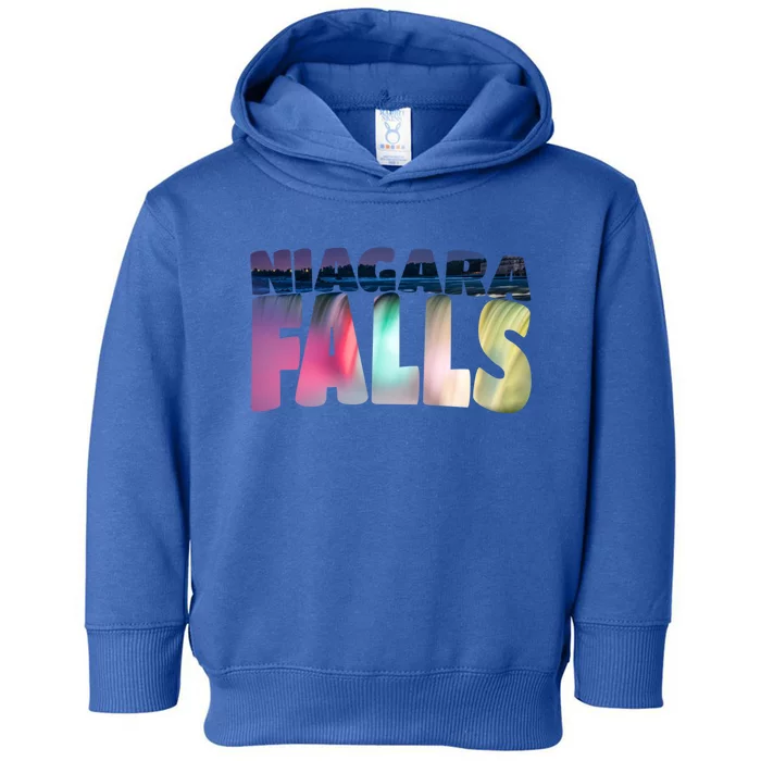 Niagara Falls Night Gift Canada Usa Typography Souvenir Toddler Hoodie