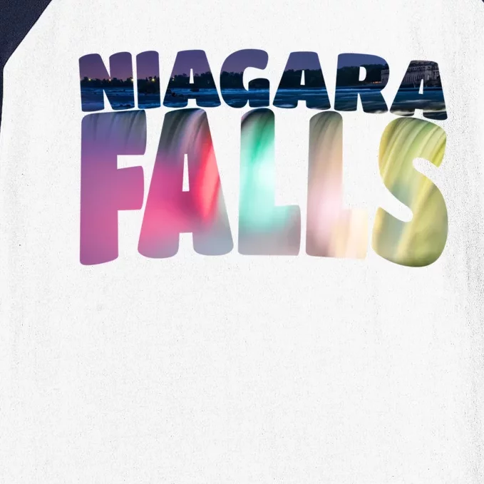 Niagara Falls Night Gift Canada Usa Typography Souvenir Baseball Sleeve Shirt