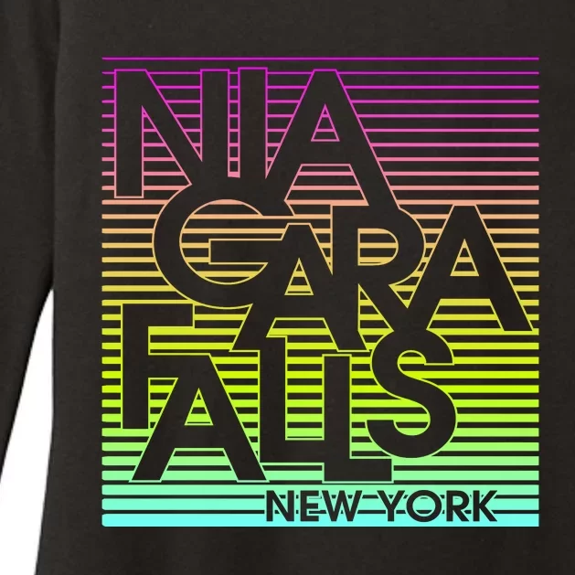 Niagara Falls New York Neon Womens CVC Long Sleeve Shirt