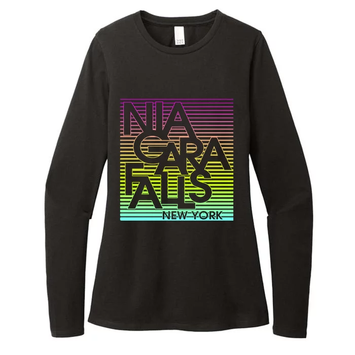 Niagara Falls New York Neon Womens CVC Long Sleeve Shirt