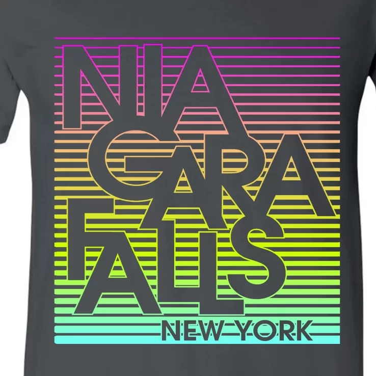 Niagara Falls New York Neon V-Neck T-Shirt