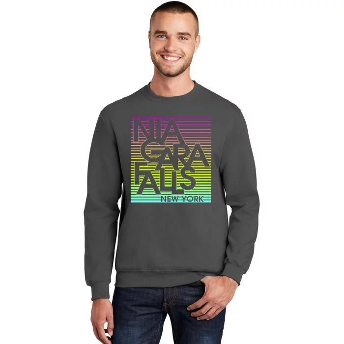 Niagara Falls New York Neon Tall Sweatshirt