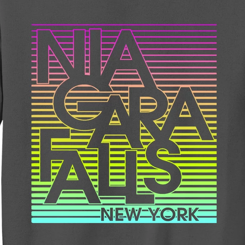 Niagara Falls New York Neon Tall Sweatshirt