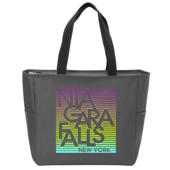 Niagara Falls New York Neon Zip Tote Bag