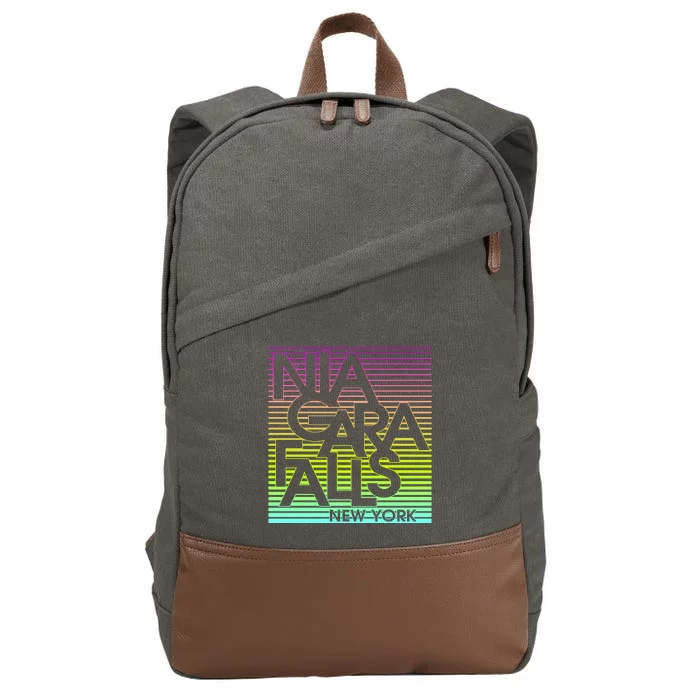 Niagara Falls New York Neon Cotton Canvas Backpack