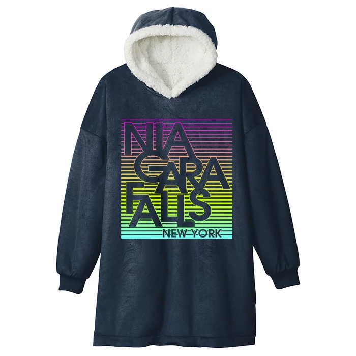 Niagara Falls New York Neon Hooded Wearable Blanket