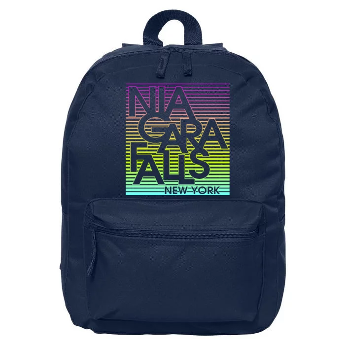 Niagara Falls New York Neon 16 in Basic Backpack