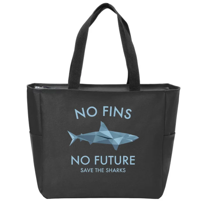 No Fins No Future Protect The Sharks Scuba Shark Safe Sharks TShirt Zip Tote Bag