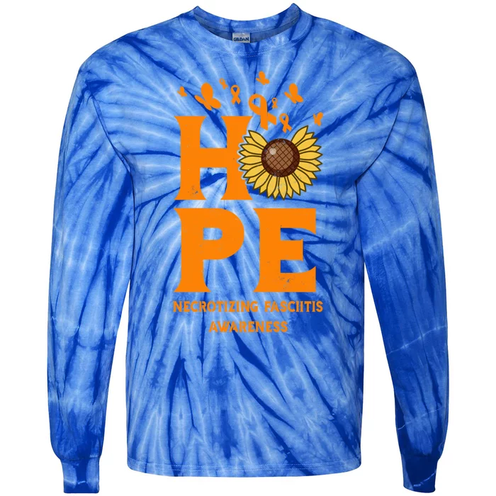 Necrotizing Fasciitis Orange Hope Vintage Awareness Gift Tie-Dye Long Sleeve Shirt