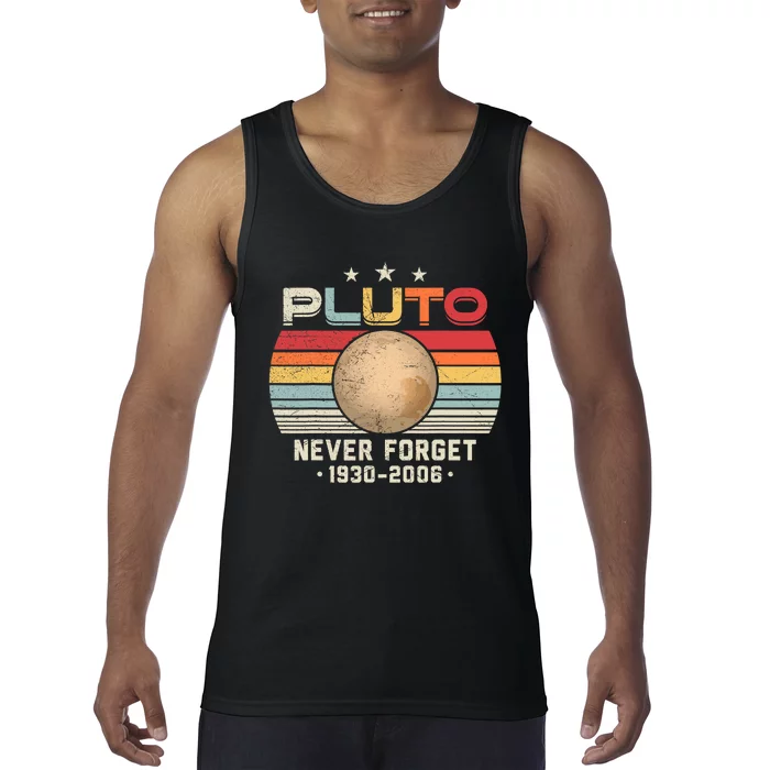 Never Forget Pluto Vintage Nerdy Astronomy Space Science Tank Top