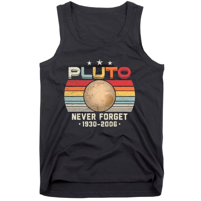 Never Forget Pluto Vintage Nerdy Astronomy Space Science Tank Top