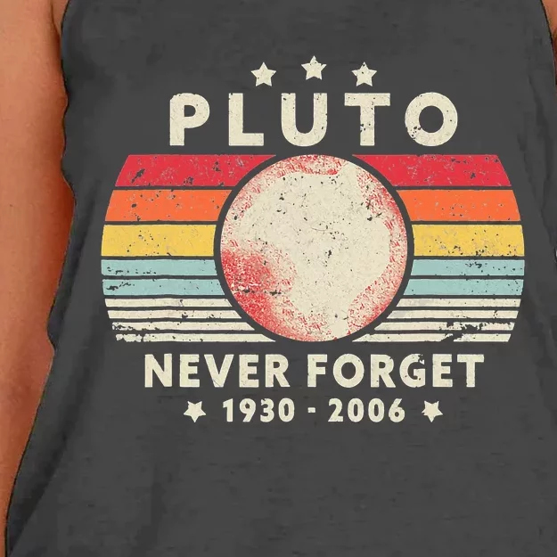 Never Forget Pluto Retro Style Funny Space Science Women's Knotted Racerback Tank