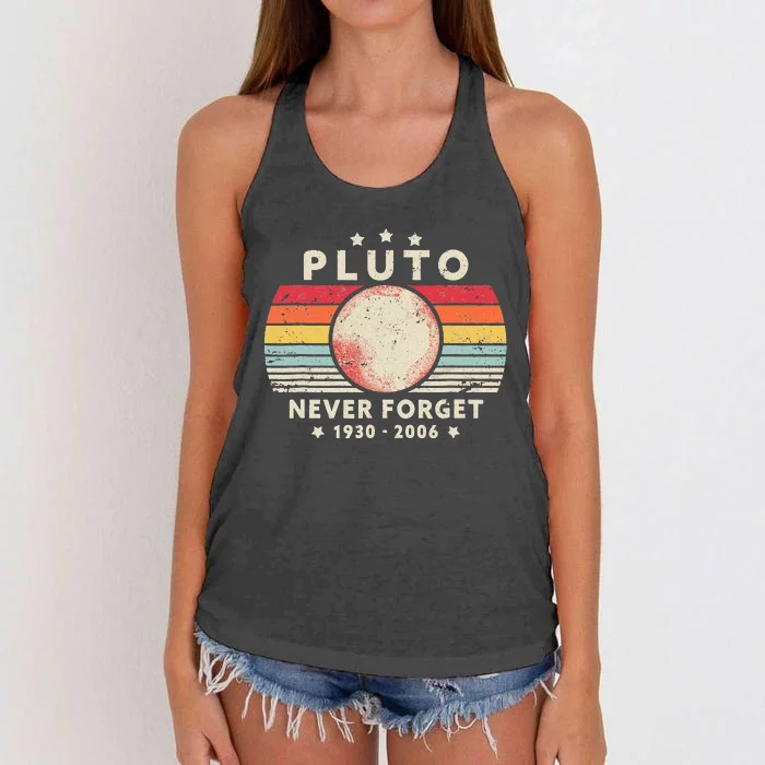 Never Forget Pluto Retro Style Funny Space Science Women's Knotted Racerback Tank