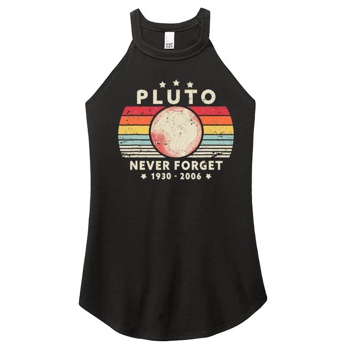 Never Forget Pluto Retro Style Funny Space Science Women’s Perfect Tri Rocker Tank