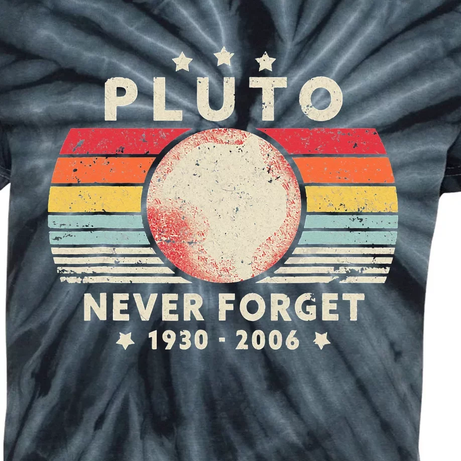 Never Forget Pluto Retro Style Funny Space Science Kids Tie-Dye T-Shirt