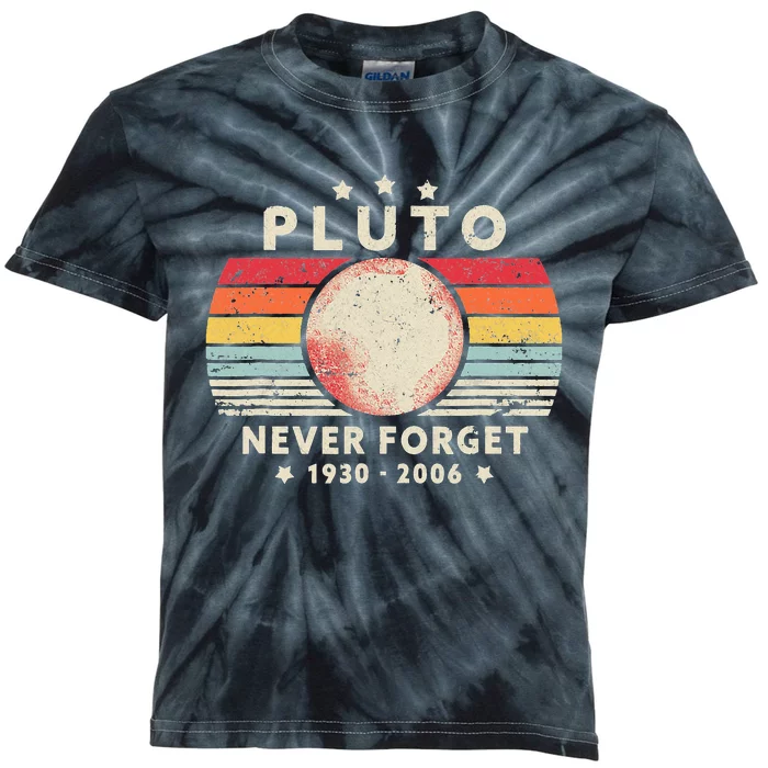 Never Forget Pluto Retro Style Funny Space Science Kids Tie-Dye T-Shirt