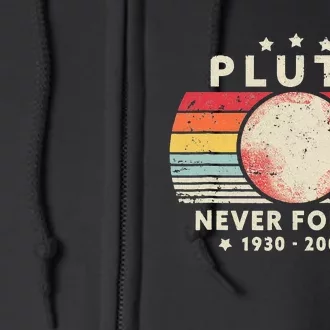 Never Forget Pluto Retro Style Funny Space Science Full Zip Hoodie