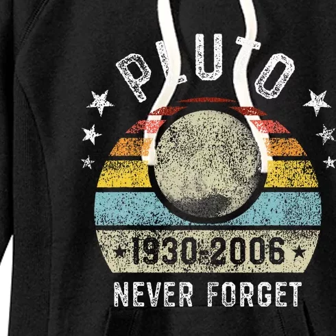 Never Forget Pluto Funny Science Retro Space Women's Fleece Hoodie