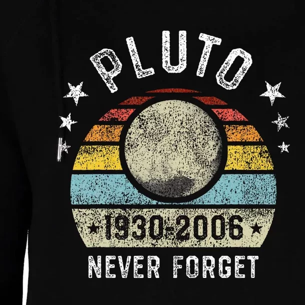 Never Forget Pluto Funny Science Retro Space Womens Funnel Neck Pullover Hood