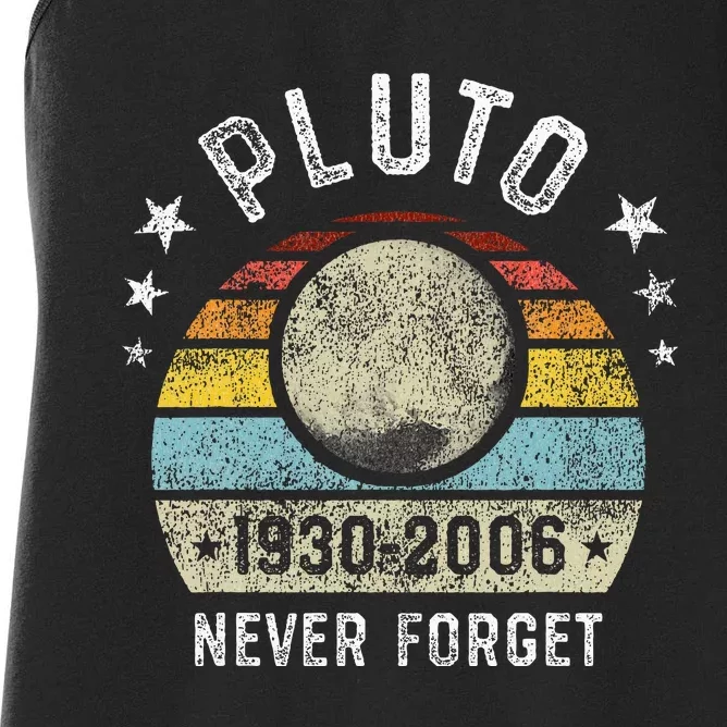 Never Forget Pluto Funny Science Retro Space Women's Racerback Tank