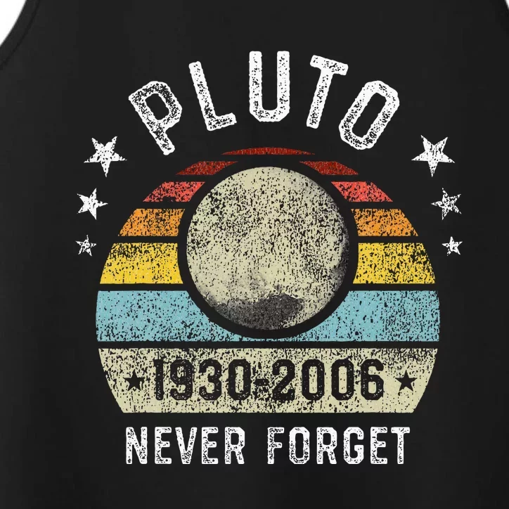 Never Forget Pluto Funny Science Retro Space Performance Tank