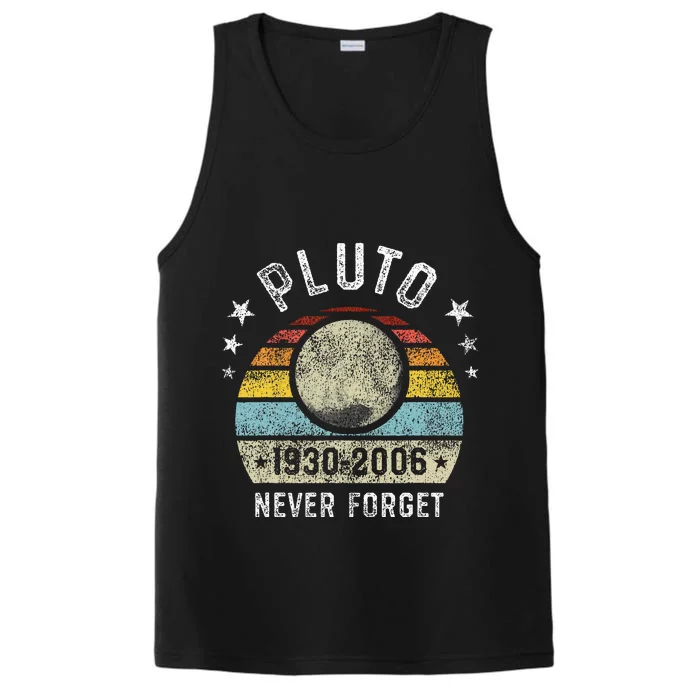 Never Forget Pluto Funny Science Retro Space Performance Tank