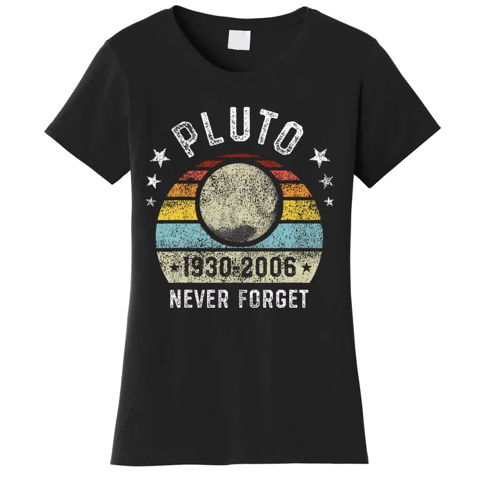 Never Forget Pluto Funny Science Retro Space Women's T-Shirt