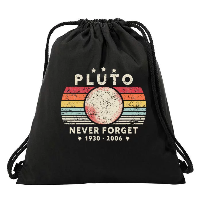 Never Forget Pluto Retro Funny Space Science Drawstring Bag