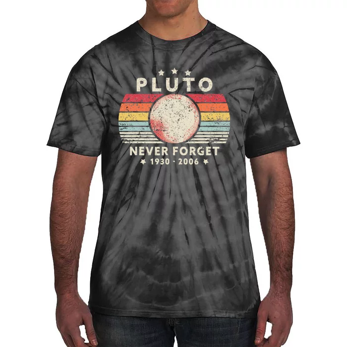 Never Forget Pluto Retro Funny Space Science Tie-Dye T-Shirt