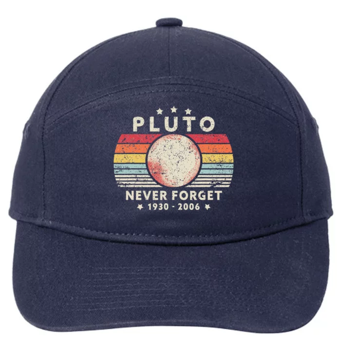 Never Forget Pluto . Retro Style Funny Space Science 7-Panel Snapback Hat