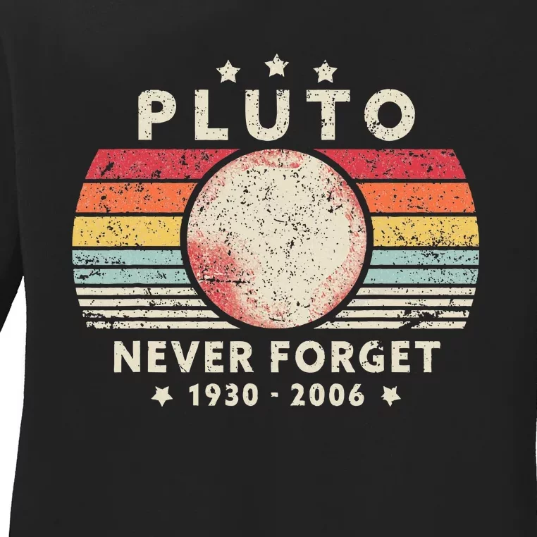 Never Forget Pluto Retro Style Ladies Long Sleeve Shirt