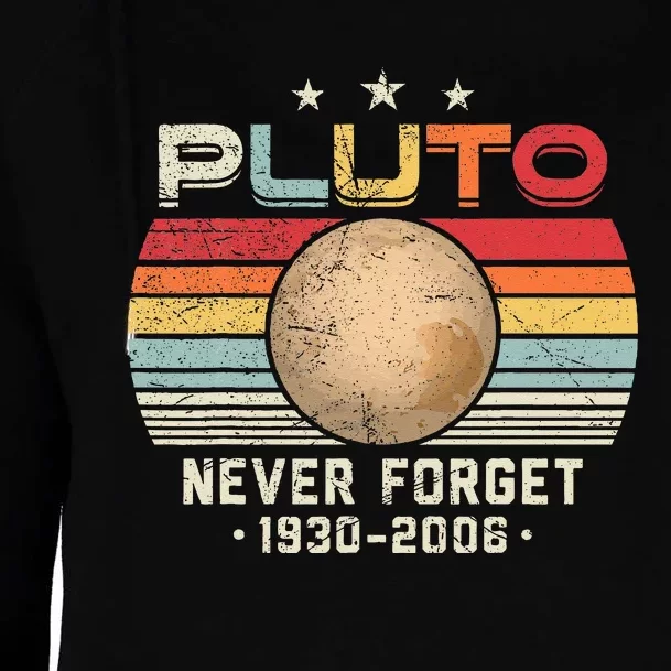 Never Forget Pluto Vintage Nerdy Astronomy Space Science Womens Funnel Neck Pullover Hood