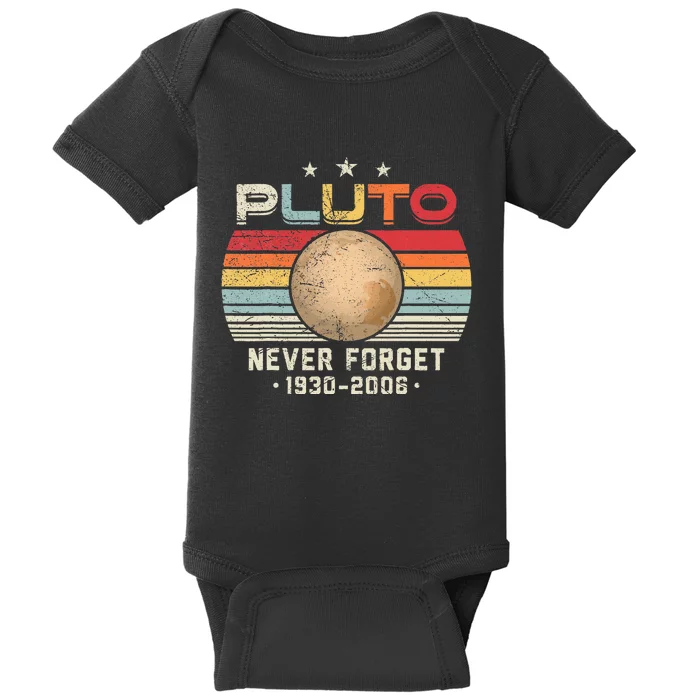 Never Forget Pluto Vintage Nerdy Astronomy Space Science Baby Bodysuit