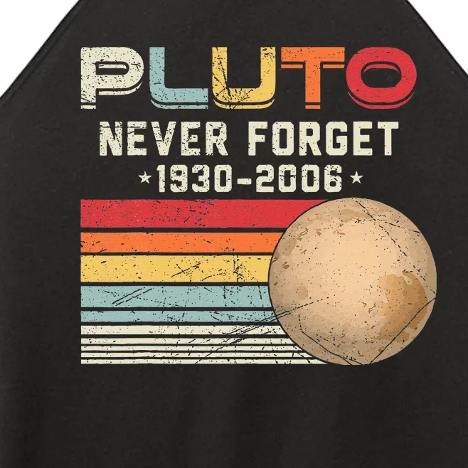 Never Forget Pluto Vintage Nerdy Astronomy Space Science Women’s Perfect Tri Rocker Tank