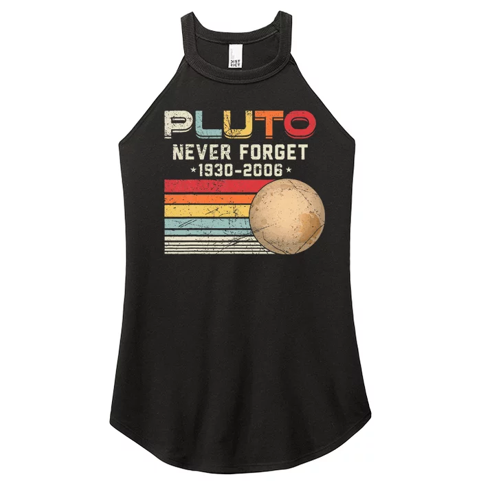 Never Forget Pluto Vintage Nerdy Astronomy Space Science Women’s Perfect Tri Rocker Tank