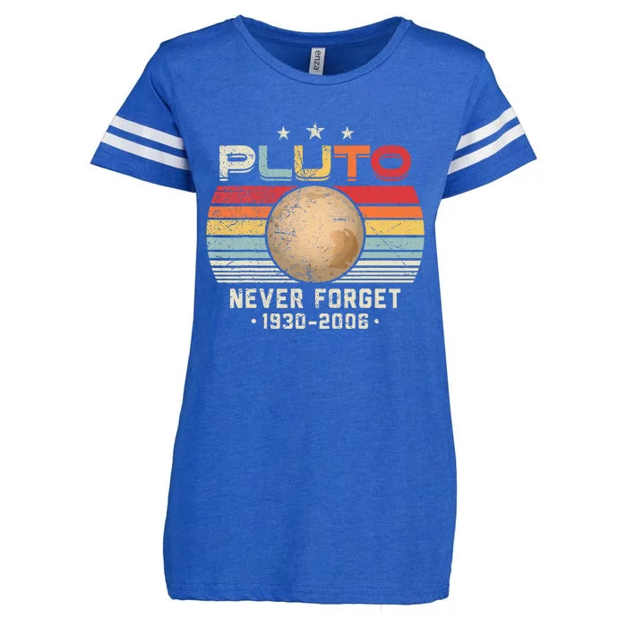 Never Forget Pluto Vintage Nerdy Astronomy Space Science Enza Ladies Jersey Football T-Shirt