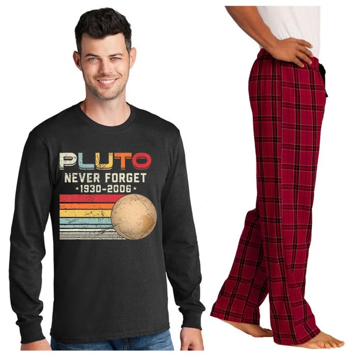 Never Forget Pluto Vintage Nerdy Astronomy Space Science Long Sleeve Pajama Set