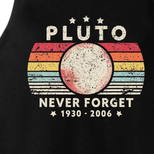 Never Forget Pluto. Retro Style Funny Space Science Ladies Tri-Blend Wicking Tank