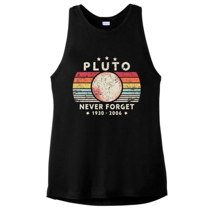 Never Forget Pluto. Retro Style Funny Space Science Ladies Tri-Blend Wicking Tank