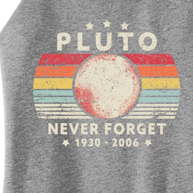 Never Forget Pluto. Retro Style Funny Space Science Women’s Perfect Tri Rocker Tank