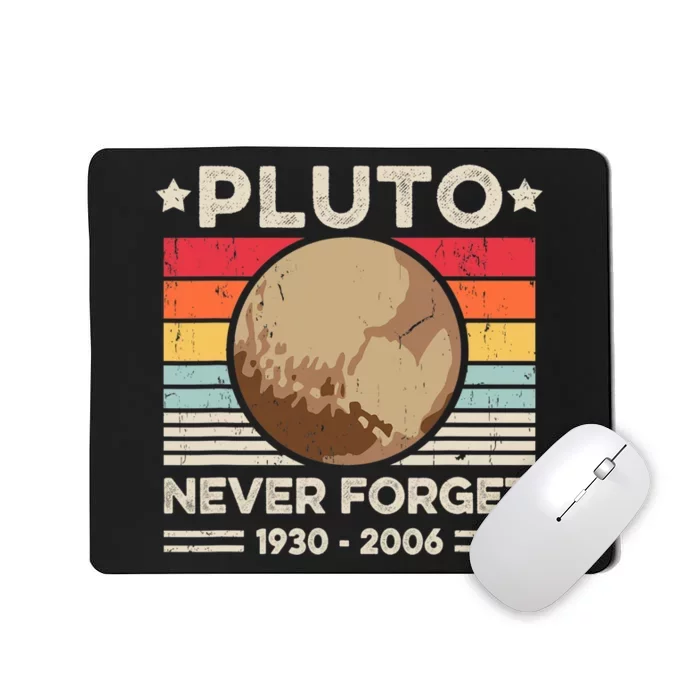 Never Forget Pluto Funny Retro Planet Space Science Mousepad