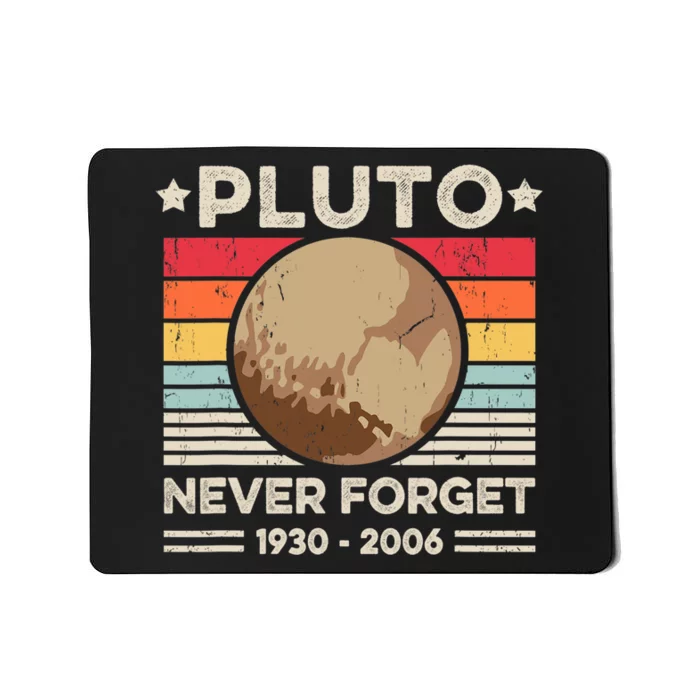 Never Forget Pluto Funny Retro Planet Space Science Mousepad