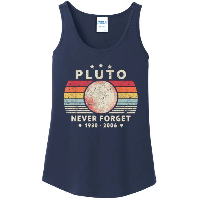 Never Forget Pluto Shirt. Retro Style Funny Space, Science Ladies Essential Tank